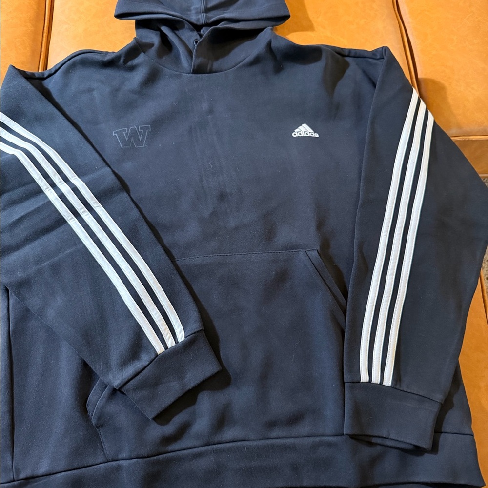 adidas Black Sweatshirt with Subtle W University of Washington Logo